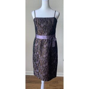 Maggie London Taffeta Dress Women's Size 8 Petite Prom Brown Lavender Lilac